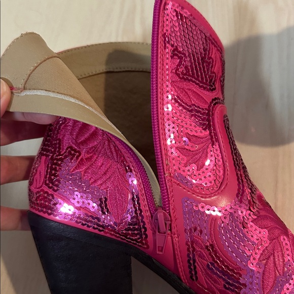 Cowgirl pink magenta shiny sequins western cowboy boots women’s girls - Picture 9 of 11